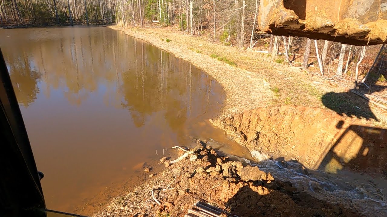 Farm Pond - Dam Breaching, Draining the Pond, Forestry Mulching Pond Head