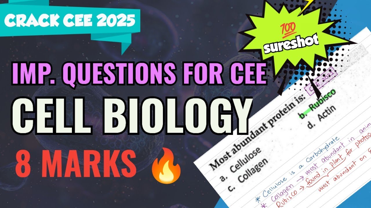 8 MARKS 🔥 CELL BIOLOGY MOST PROBABLE MCQ FOR CEE 2025