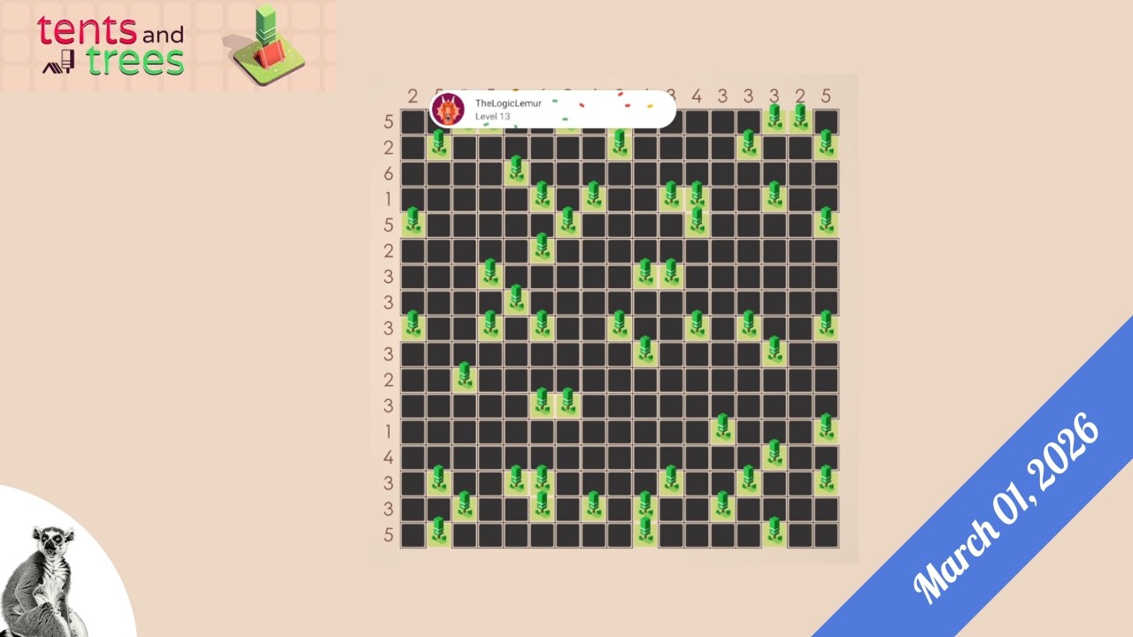Tents and Trees - Daily Puzzles - March 01 2026
