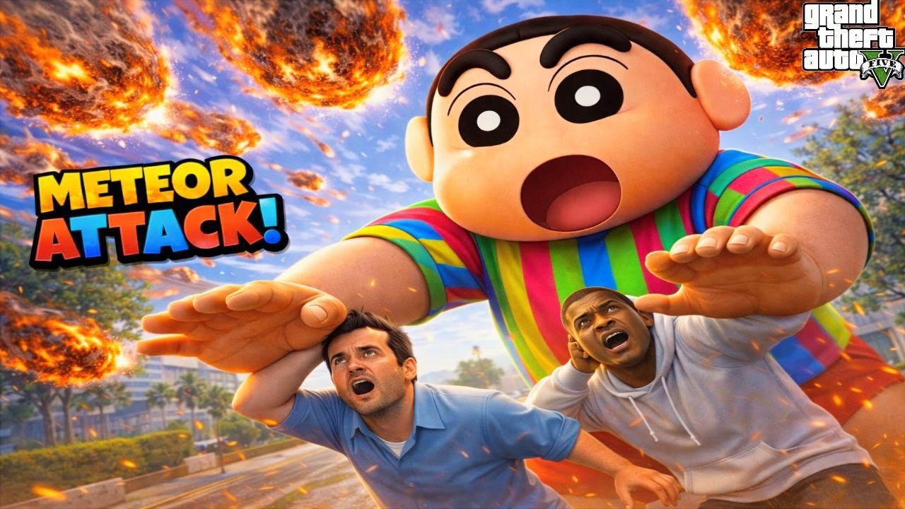 GTA 5 Meteor Attack 😱 Shinchan, Franklin & Michael Try to Survive!