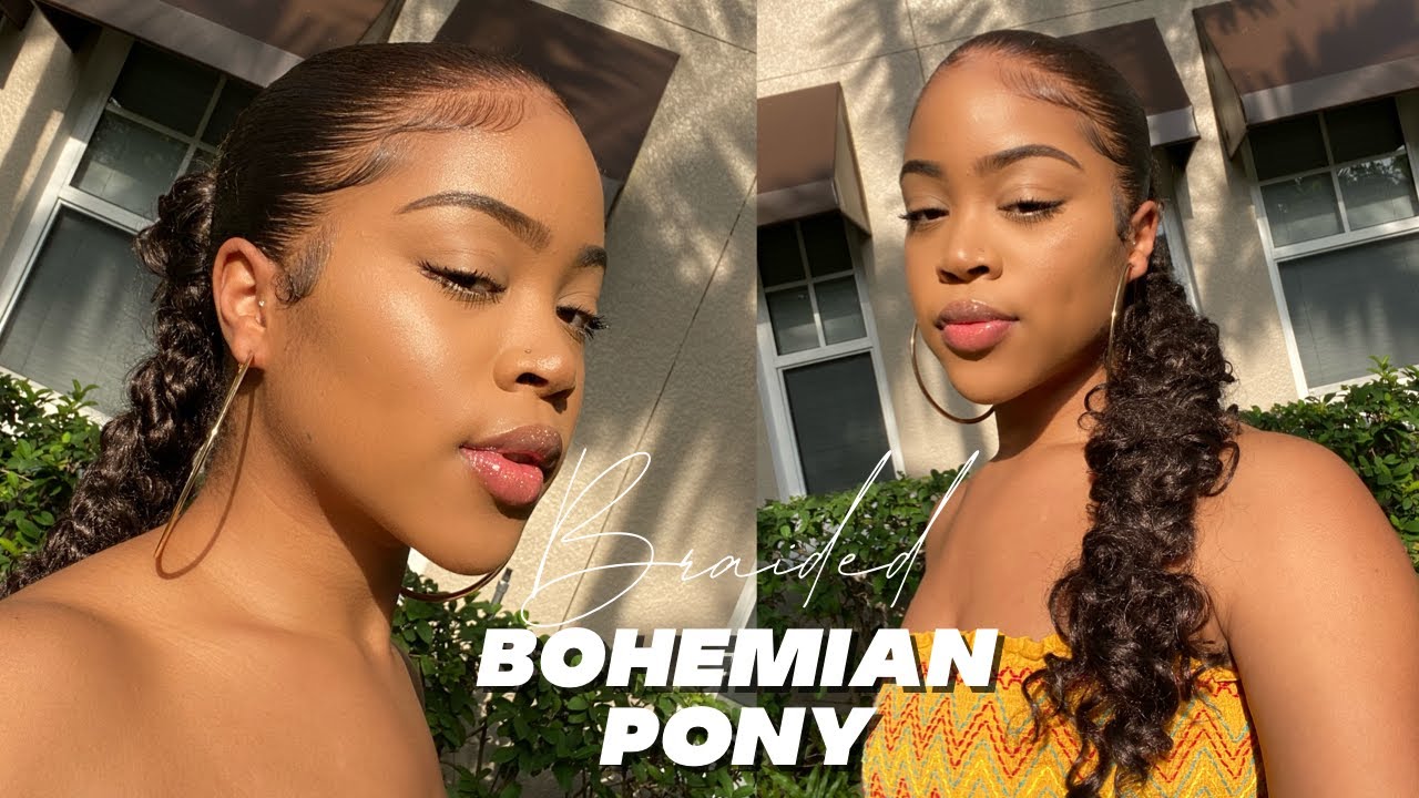 SUPER SLEEK Bohemian Braided Ponytail on Natural Hair!