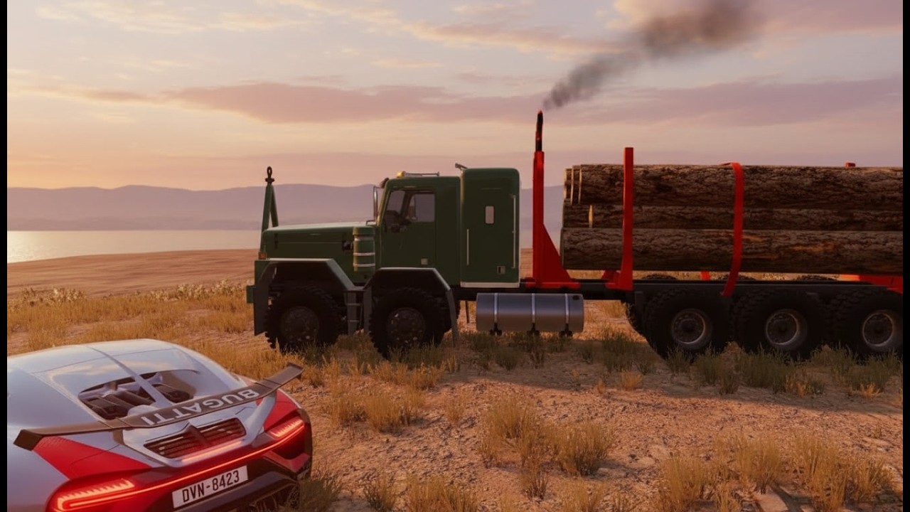 Driving down the mountain to the beach in BeamNG.Drive: testing the car's capabilities!