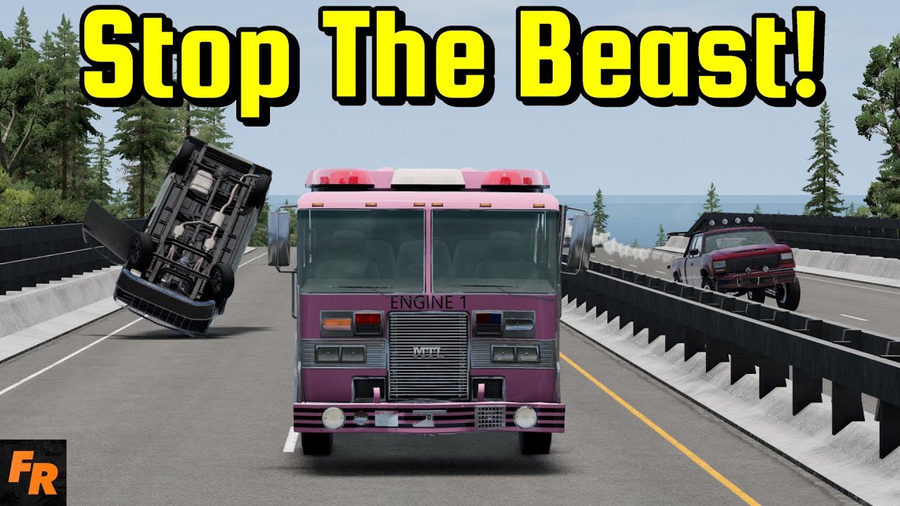 Stop The Beast! - Fire Engine Destroys All - BeamNG Drive