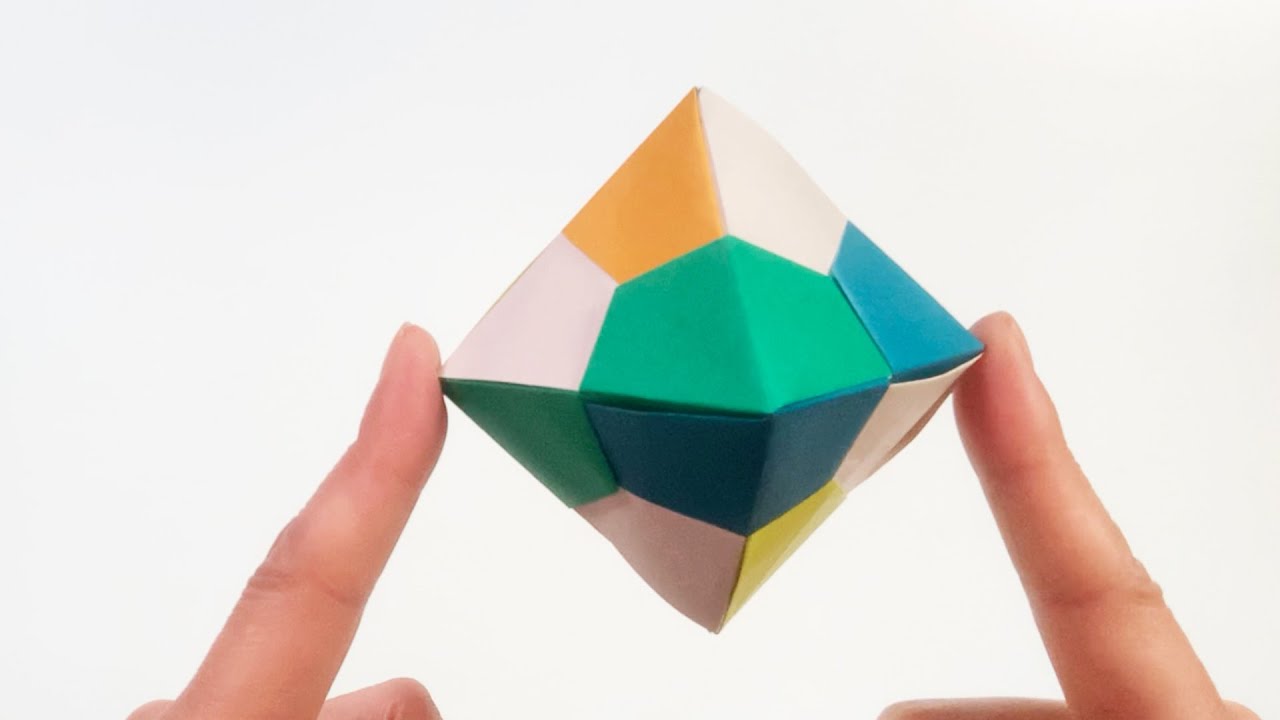 【ユニット折り紙】折り紙4枚で8面体を作ってみた。