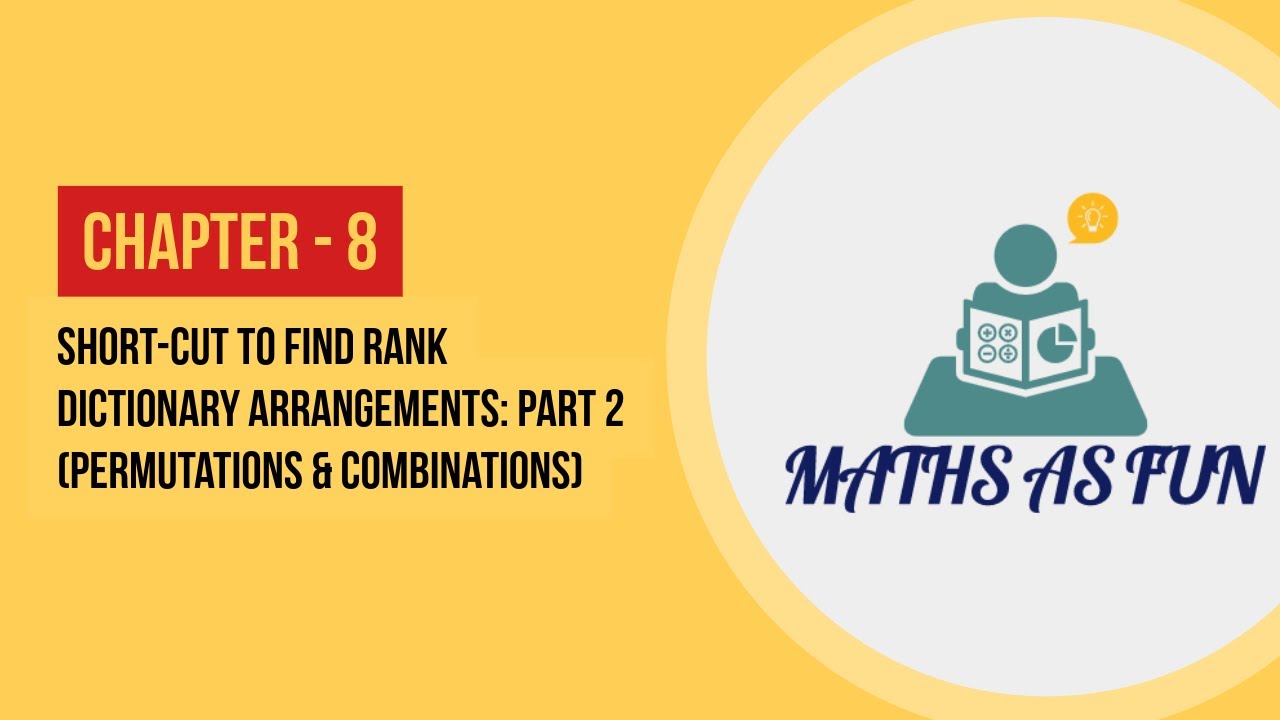 PERMUTATIONS & COMBINATIONS | SHORTCUT TO FIND RANK | Maths | NCERT | CA FOUNDATION