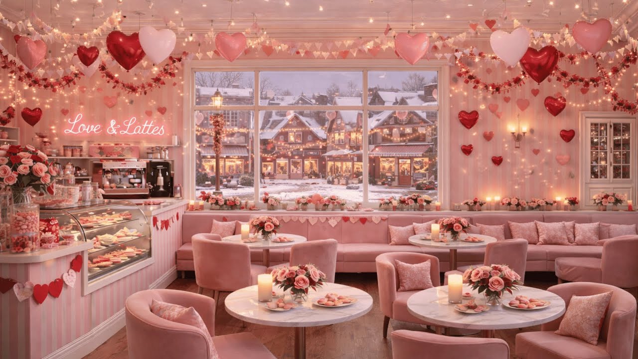 Valentine’s Day Coffee Shop ☕💕 Cozy Piano Jazz & Warm Winter Ambience