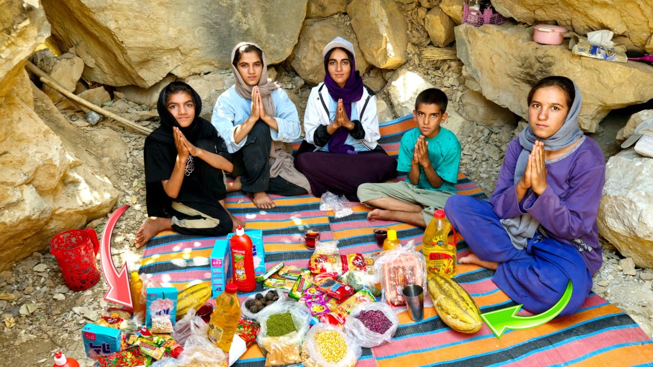 Young Nomad Cave Girls | Receiving Essential Supplies & Cave Rebuilding Challenge | Parisa Koh