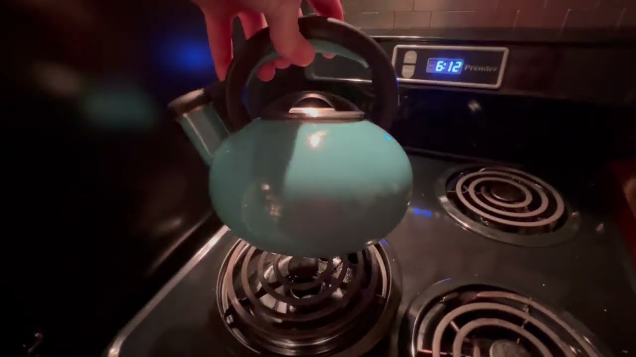Circulon Enamel on Steel Whistling Teakettle/Teapot With Flip-Up Spout, 2 Quart - Turquoise Blue