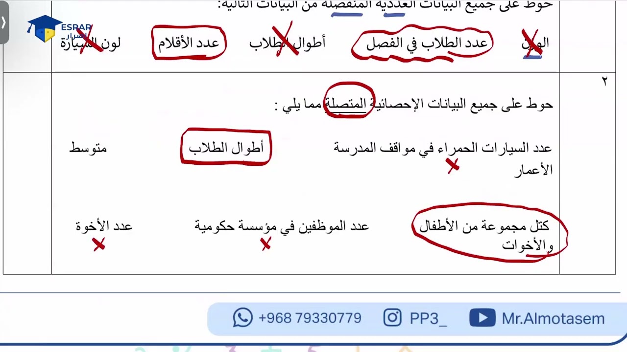 📘 مراجعة رياضيات الصف العاشر – ليلة الاختبار