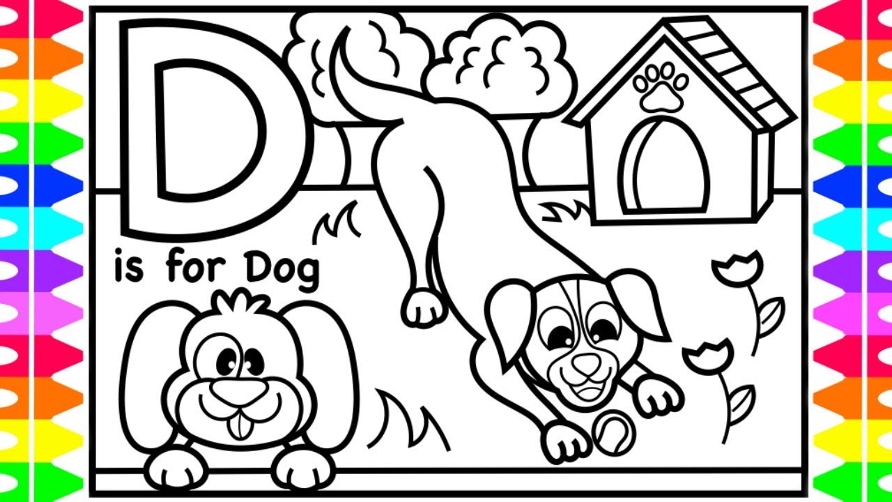 ABC Alphabet Coloring Pages for Kids | D is for Dog | Fun ABC Coloring Pages with Colored Markers