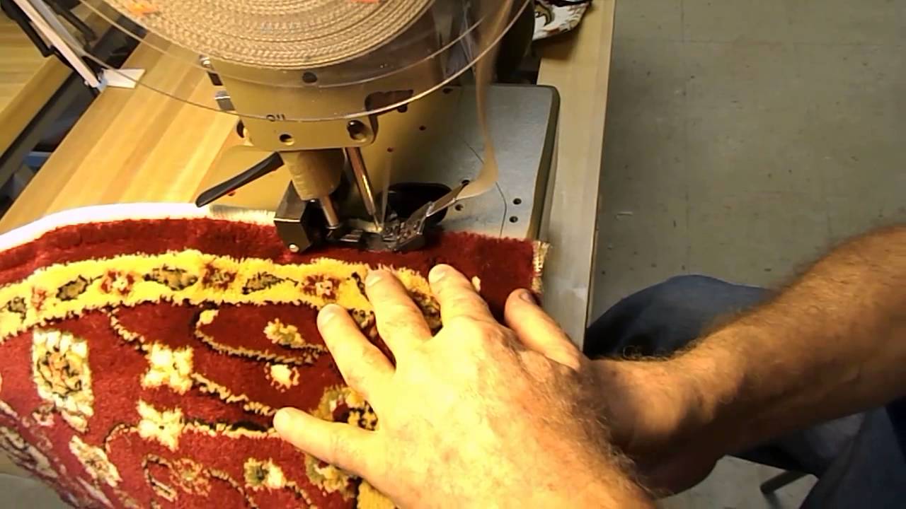 Custom Rug sample serged by NC 81200AIR-RFW/B Carpet Serger, Overlocker
