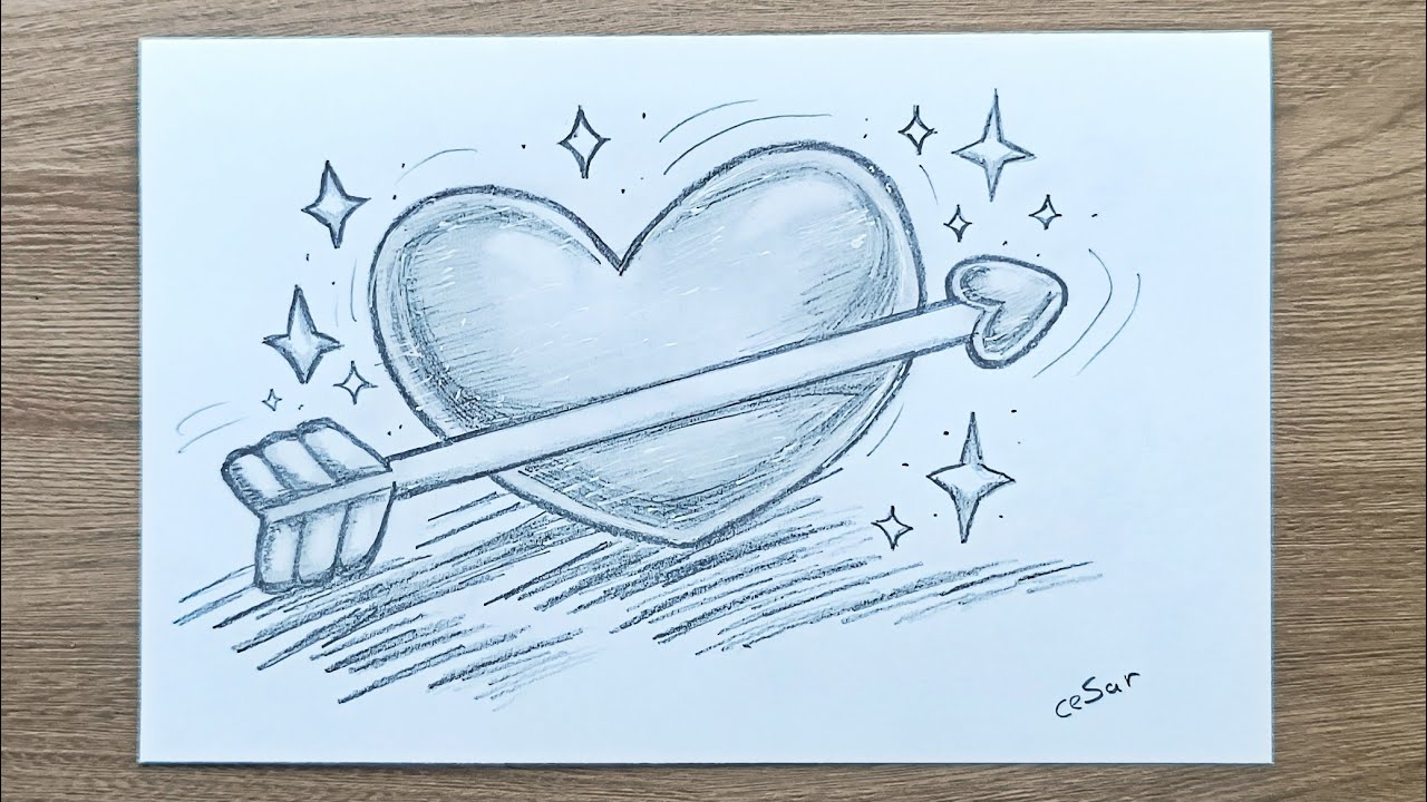 How to Draw a Heart with an Arrow | Easy Pencil Drawing