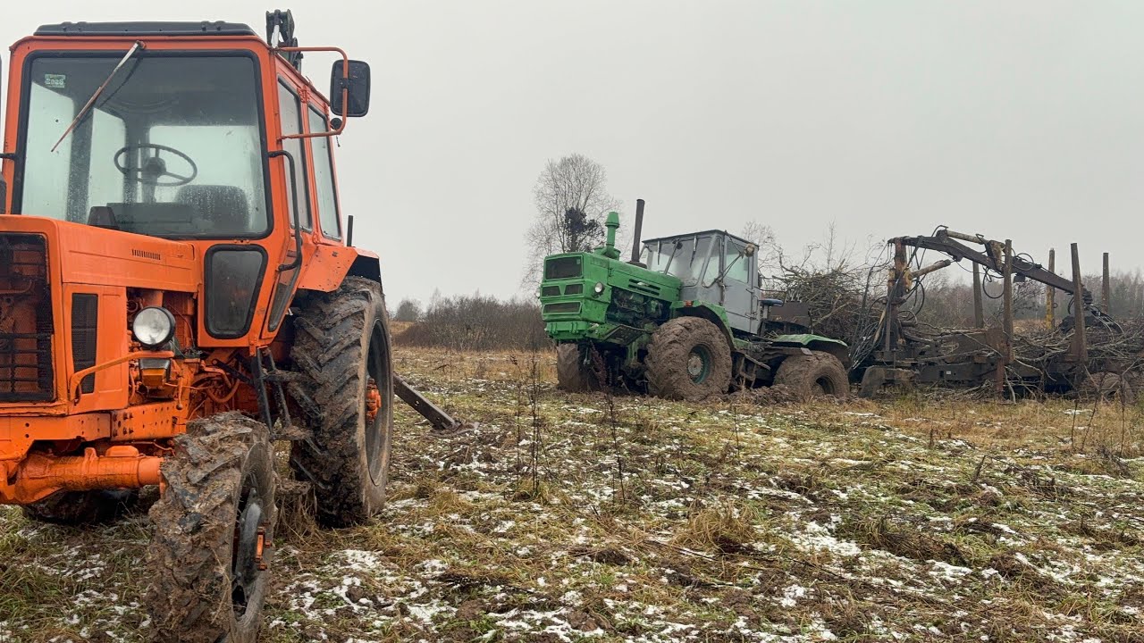 T-150 ехали за дровами, застрял в грязи, мтз-82 сила 💪  T-150 got stuck in the mud 
