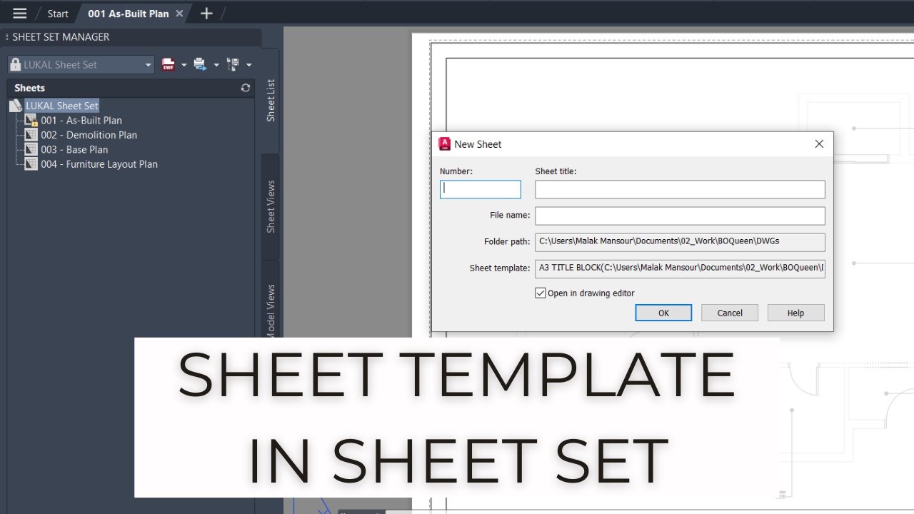 Use your Sheet Template in Sheet Set Manager - AutoCAD for Beginners