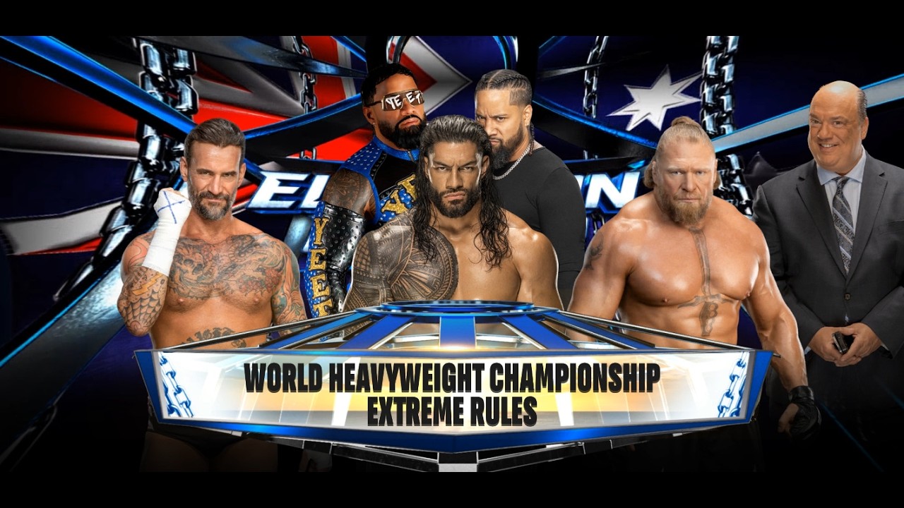 WWE 2K25 - Roman Reigns vs Brock Lesnar vs CM Punk Extreme Rules Match (2KHDR)