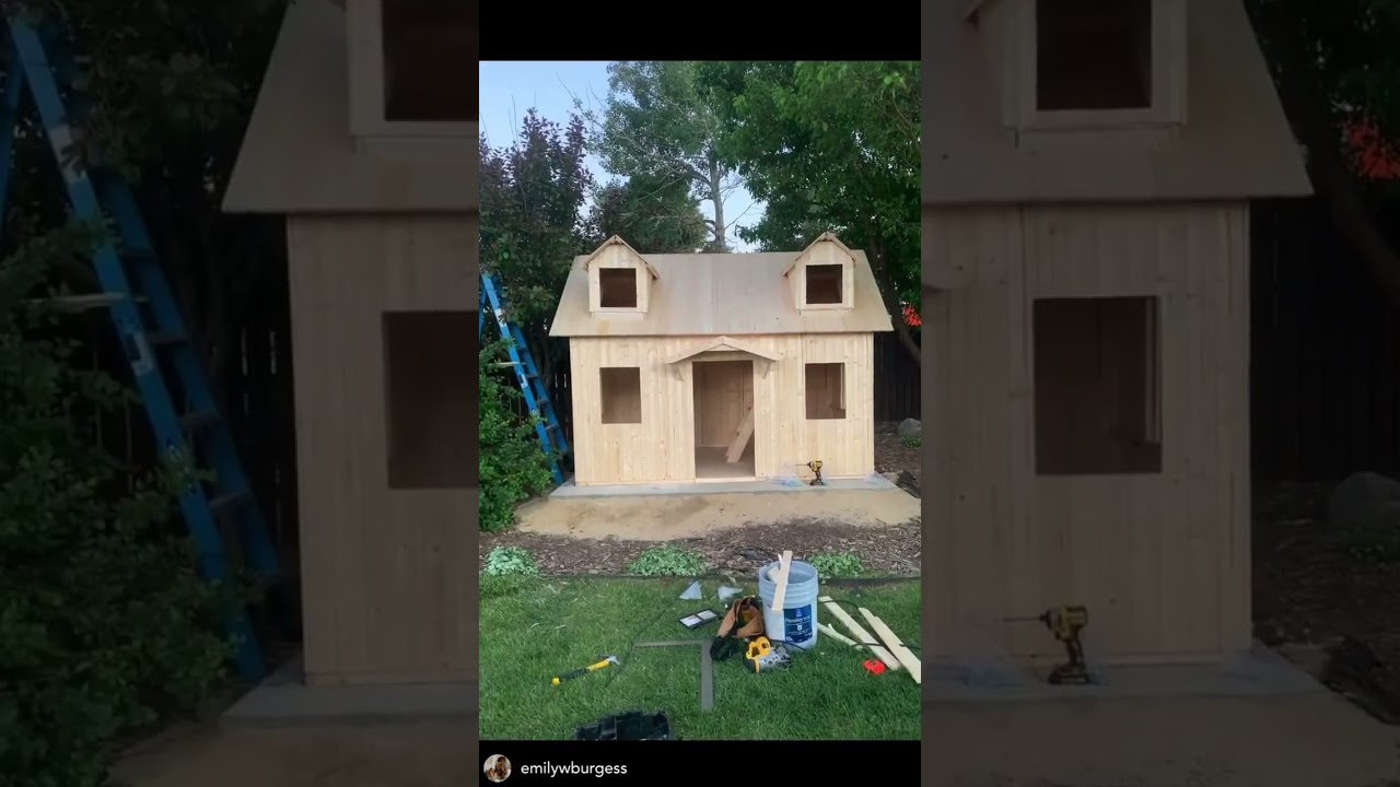 Playhouse Little Farmhouse DIY Kit | Backyard Kids Playhouse Build