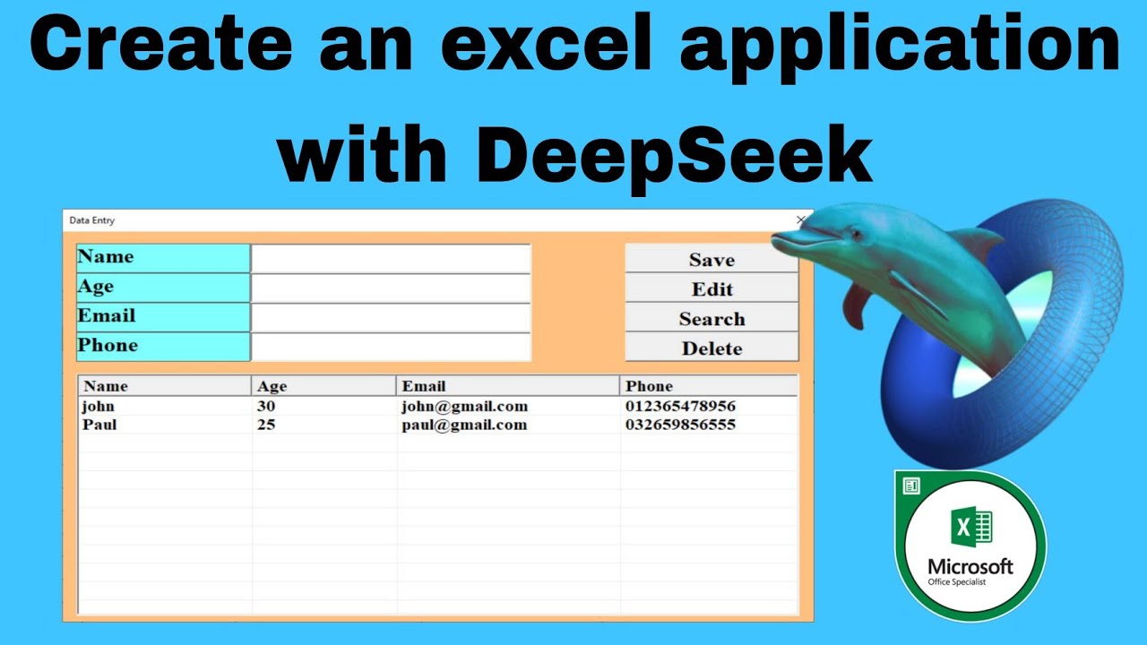 create an excel application with Deepseek excel