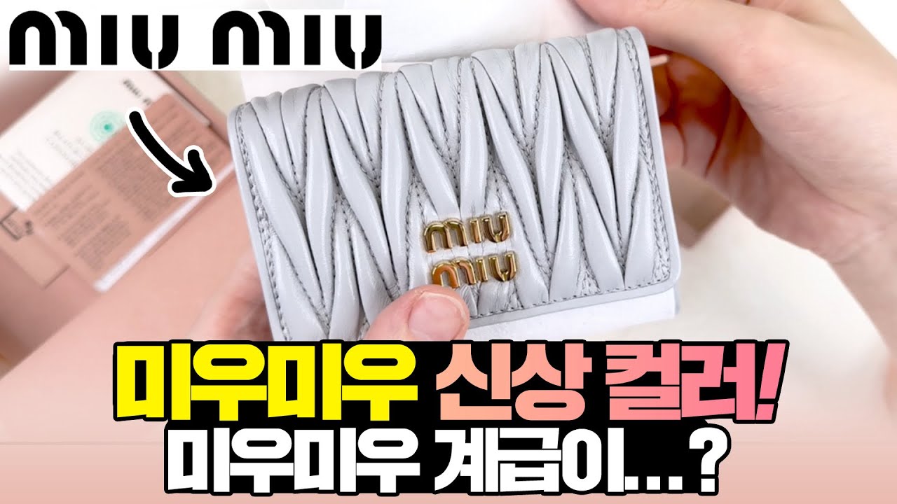 😅Unboxing 미우미우 신상 카드지갑 그레이 언박싱 | 명품계급도 보고 구매? 명품지갑 입문템