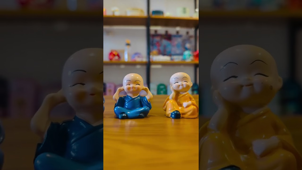 Set of 4 Mini Buddha Monk Statues 🧘 | Peaceful Home & Car Dashboard Decor | Onebest Gifts ✨