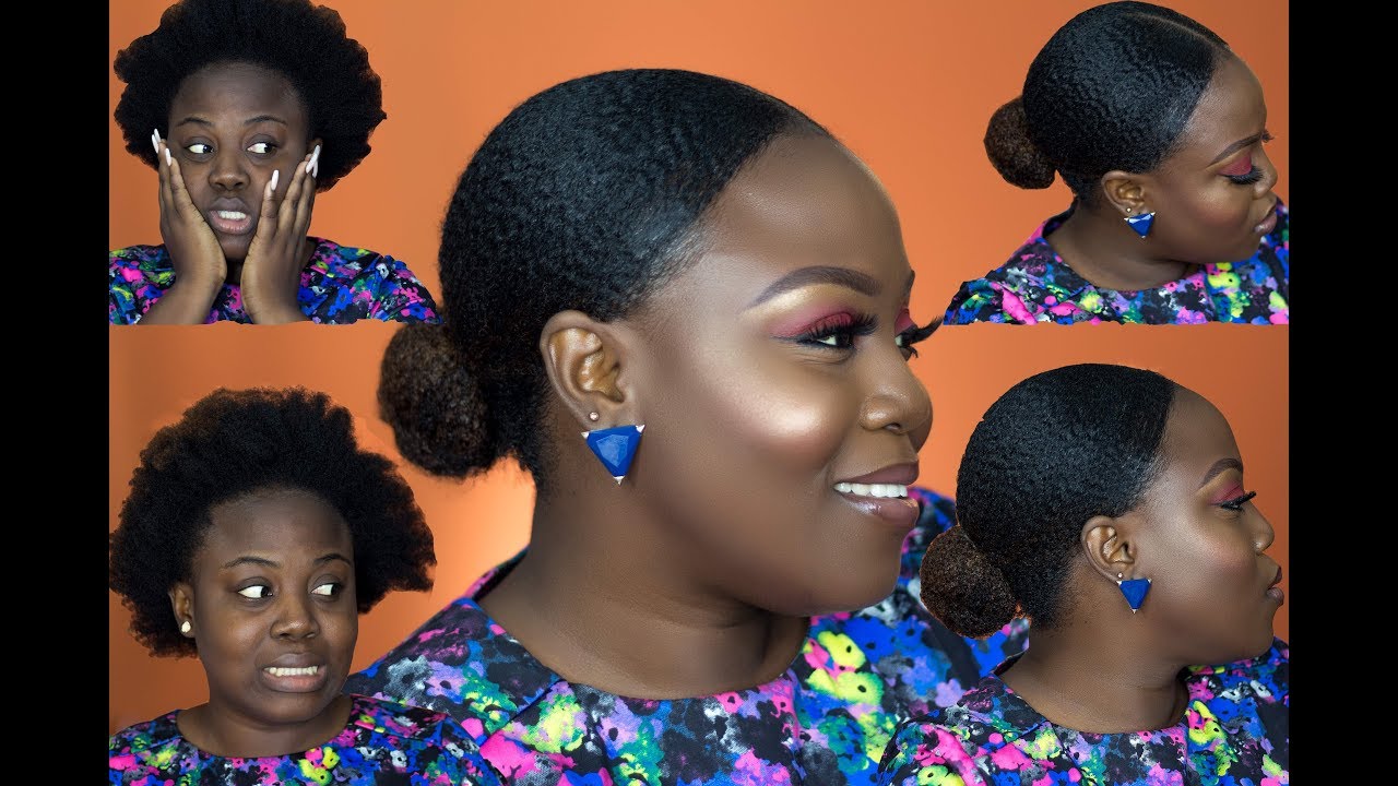 SUPER SLEEK LOW BUN ON THICK, KINKY NATURAL HAIR | 4C HAIR