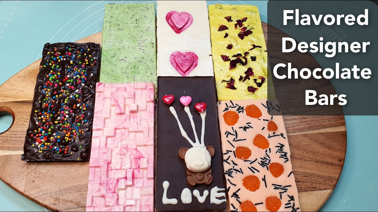 Flavoured Chocolate Bar Recipe | Designer Chocolates 7 Types | How To Make Homemade Chocolate Bars