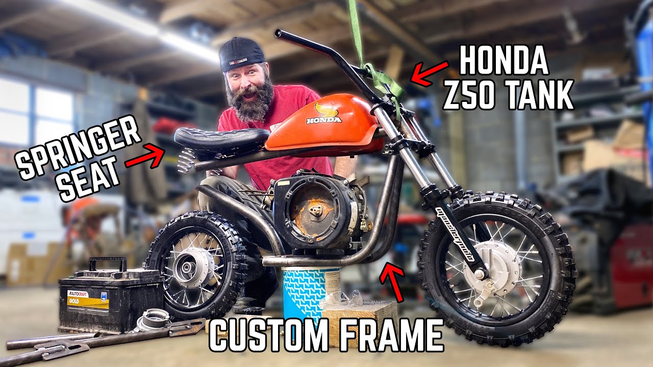 How to Build a SIMPLE CUSTOM Mini Bike Pt. 1 | Full Suspension, E-Start Mini Dirt Bike!
