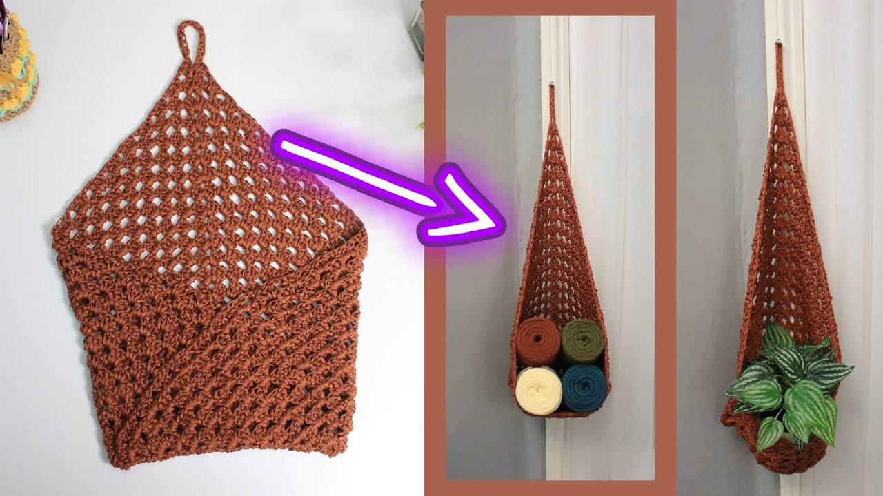 Сделав подвесную корзину из треугольника, Украсьте ею свой дом!