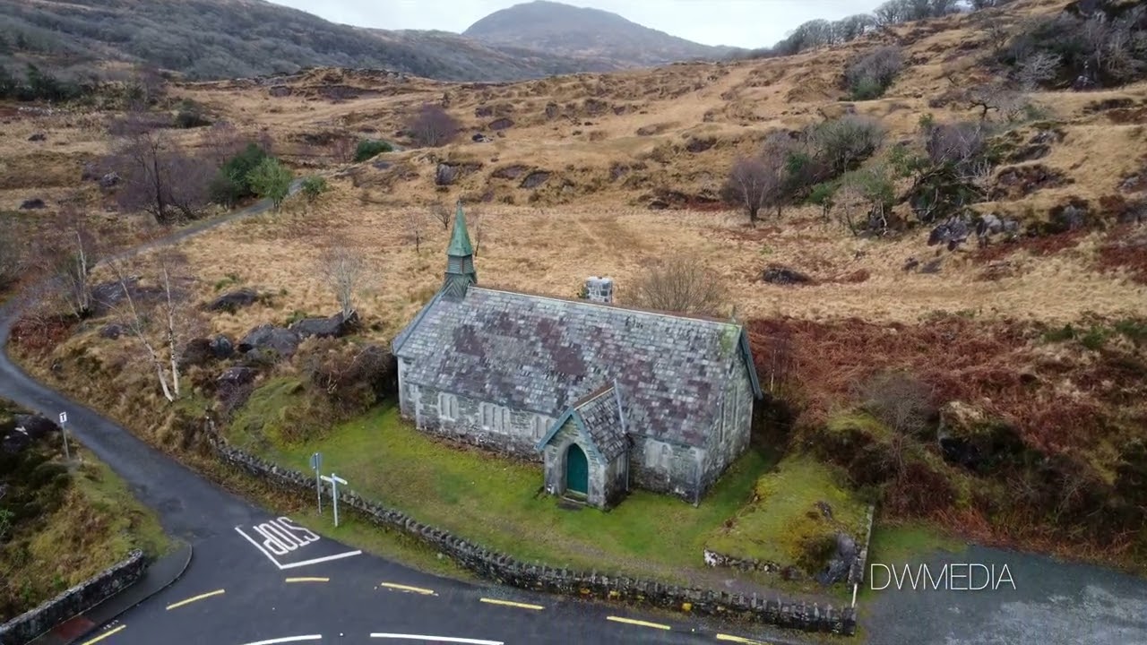 4K Derrycunihy Church and Falls, Killarney - County Kerry, Ireland - DJI MINI 2 Drone Footage