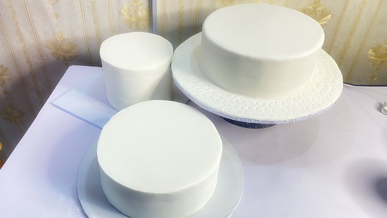 How to cover 3steps wedding cake and get sharp edges / How to cover round cake with fondant