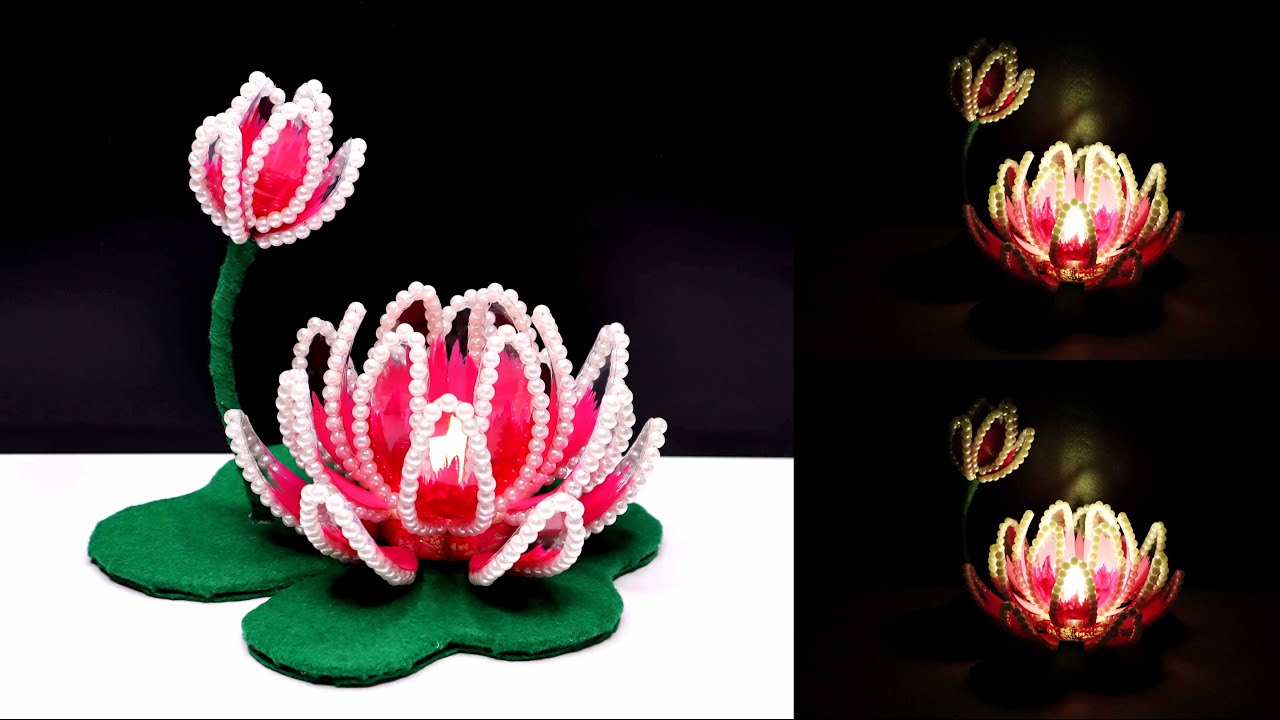 DIY Plastic Bottle Candle Holder Ideas | Ide Kreatif Tempat Lilin Bunga Teratai dari Botol Plastik