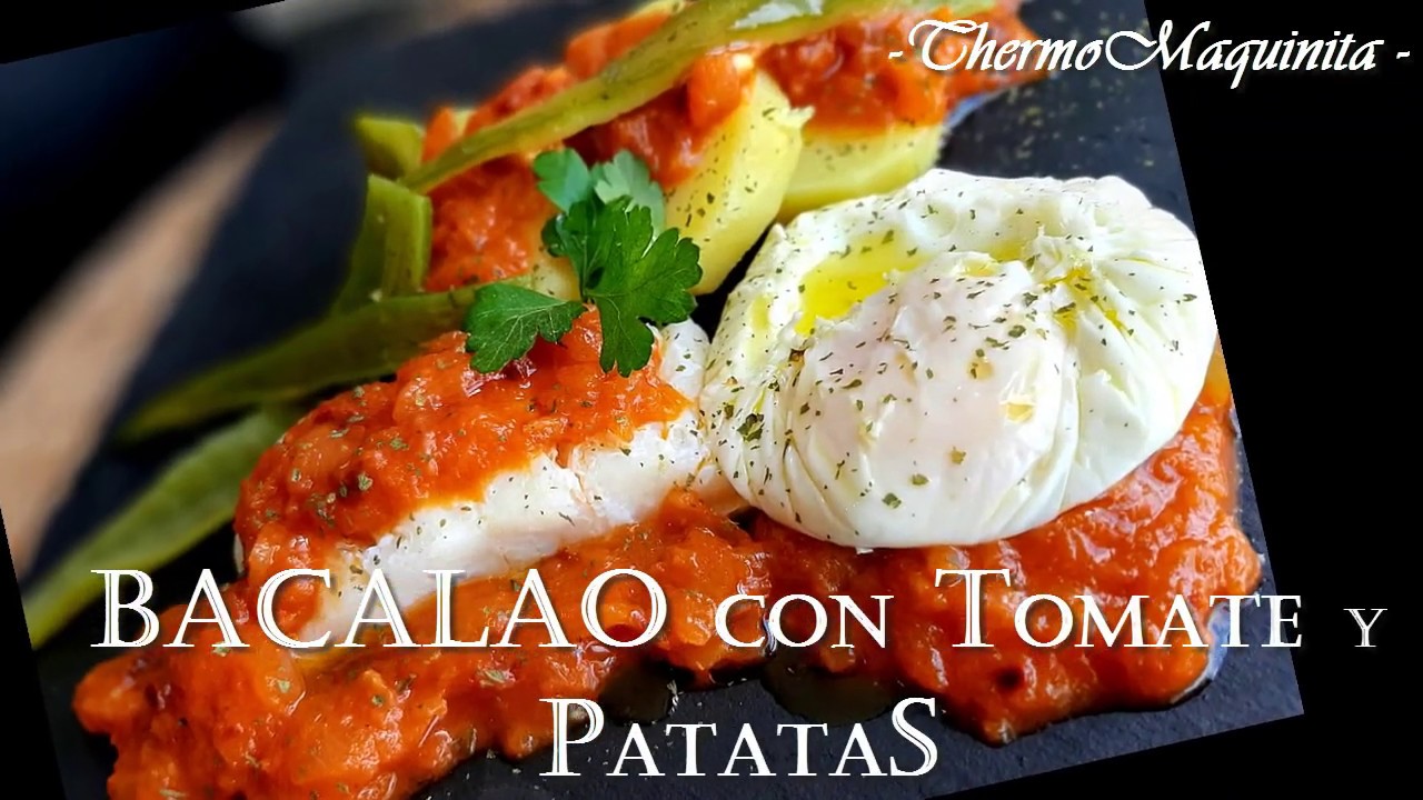 BACALAO con TOMATE y Patatas con THERMOMIX. Cocinar a 4 niveles. Plato completo.