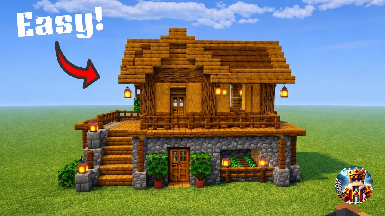 ⚒️How to Build a Ultimate Oak Wood House Tutorial [Easy Build 🏡]