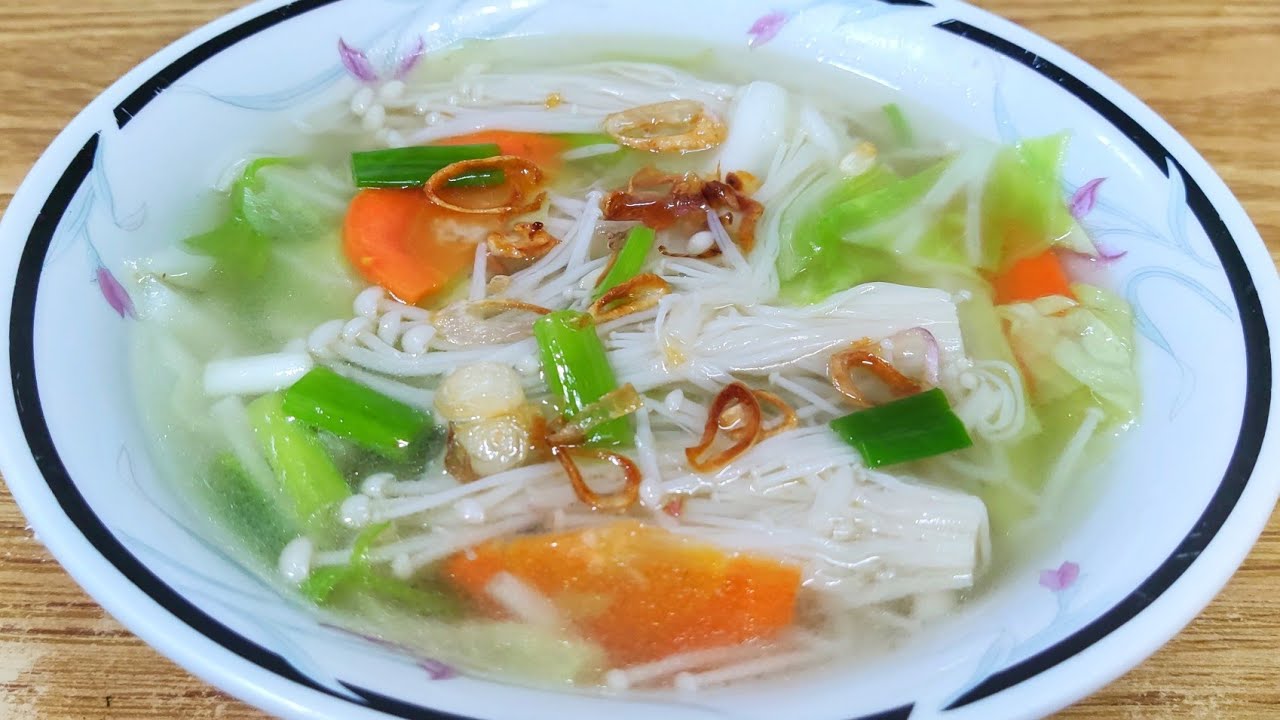 SANGAT MUDAH SUP JAMUR ENOKI CUMAN BEGINI MASAKNYA TAPI ENAK SEGER BANGET