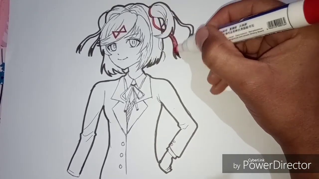 رسم ناتسوكي بالقلم الرصاصdrawing to Natsuki DOKI DOKI