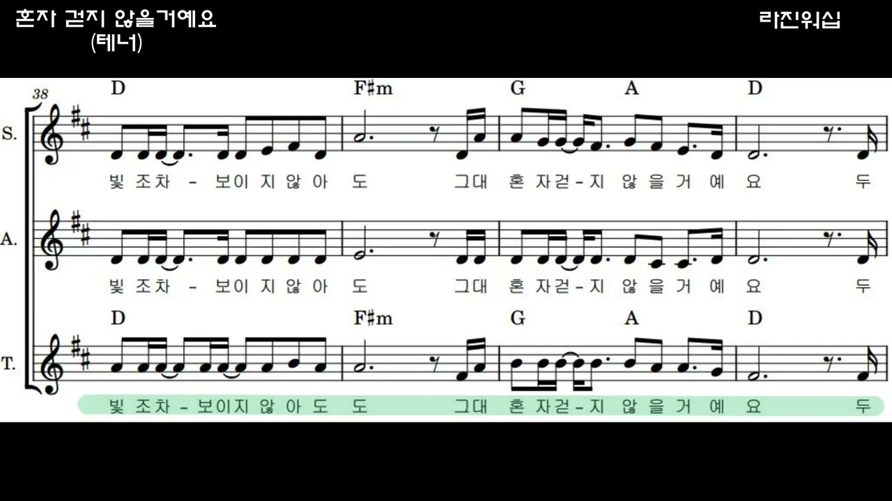 혼자 걷지 않을거예요(테너/화음/악보) / 미디음원