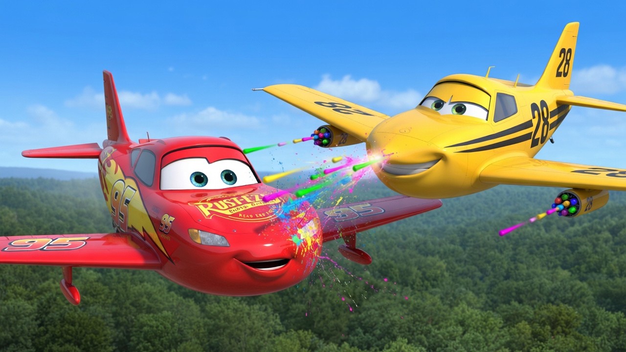 McQueen Plane vs Paint Blaster Plane 😱 Epic Battle in the Sky! | Funny Cars Animation