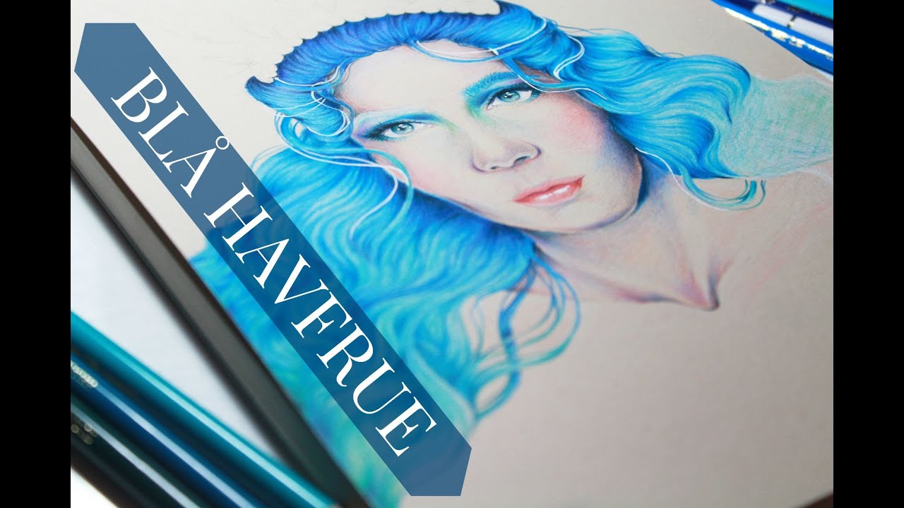 HAVFRUE med blåt hår - Faber Castell Polychromos