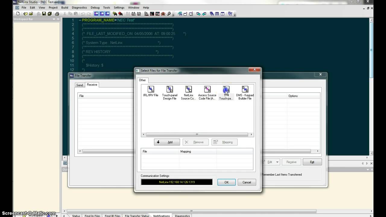 Setting up Netlinx communications