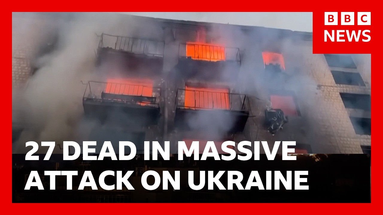 Massive Russian attack on Ukraine&rsquo;s capital kills at least 25 and injures many more | BBC News