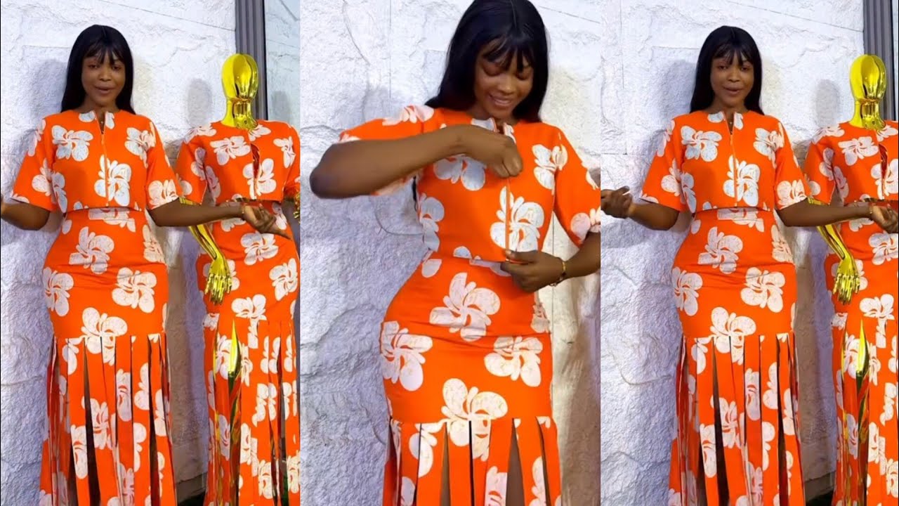 How to Sew Two Piece Crop top and Skirt with Fringes Perfectly 
