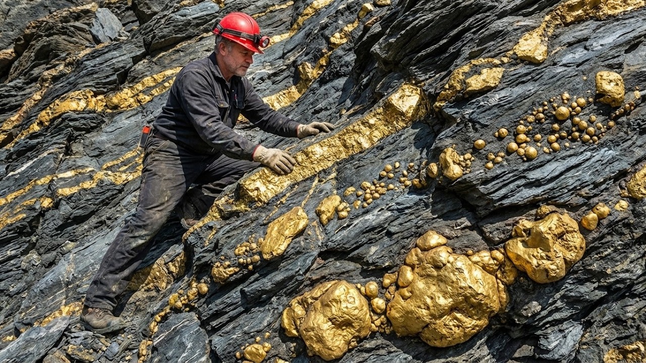 Massive Gold Vein Discovered in Solid Rock  Miner’s Dream Come True!