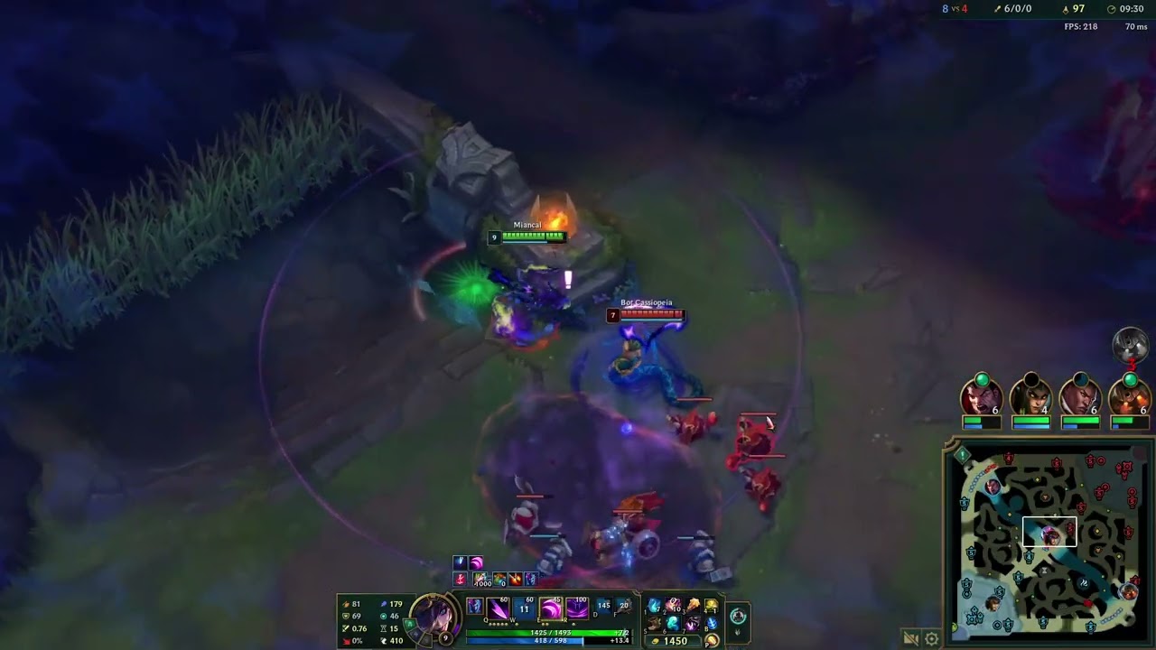 Entrenamiento contra bots 21:07  full build, nivel 18, 288 minions