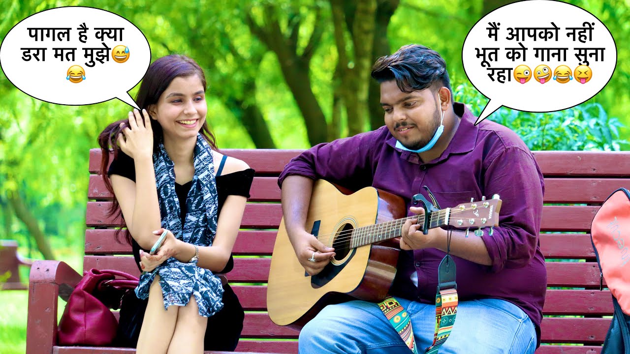 Ghost (भूत) Singing Prank On Randome Cute Girl | Awasome Mashup Songs On Guitar | Reaction | Ashish