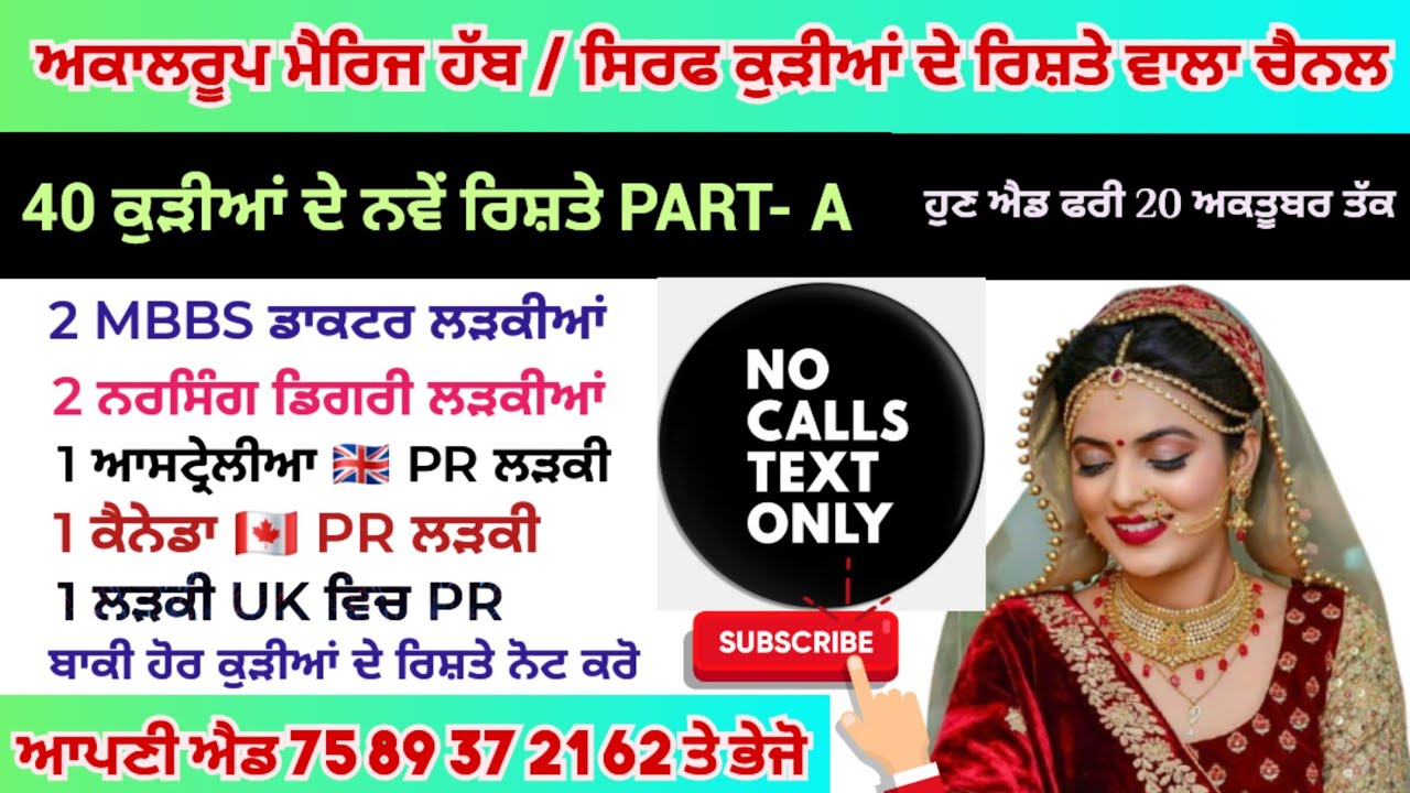  ਸਿਰਫ  ਕੁੜੀਆਂ ਦੇ ਰਿਸ਼ਤੇ 👈 40 ਕੁੜੀਆਂ ਦੇ ਨਵੇਂ ਰਿਸ਼ਤੇ 🔥PART- A ਦੇਖੋ 🖐ਵੀਡੀਉ ਪੂਰੀ ਦੇਖੋ। 