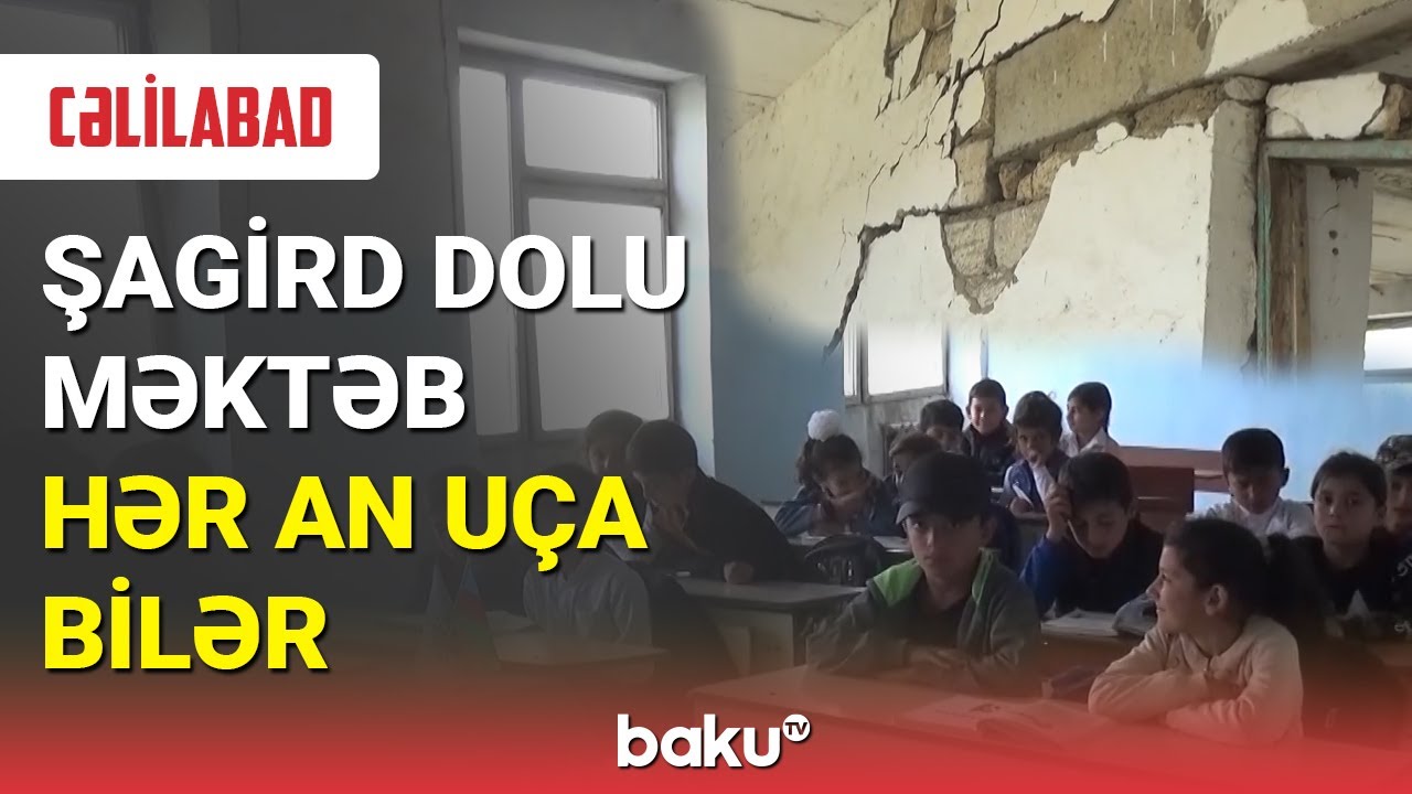İkiyə bölünən binada şagirdlər ölümlə üz-üzə qalıb