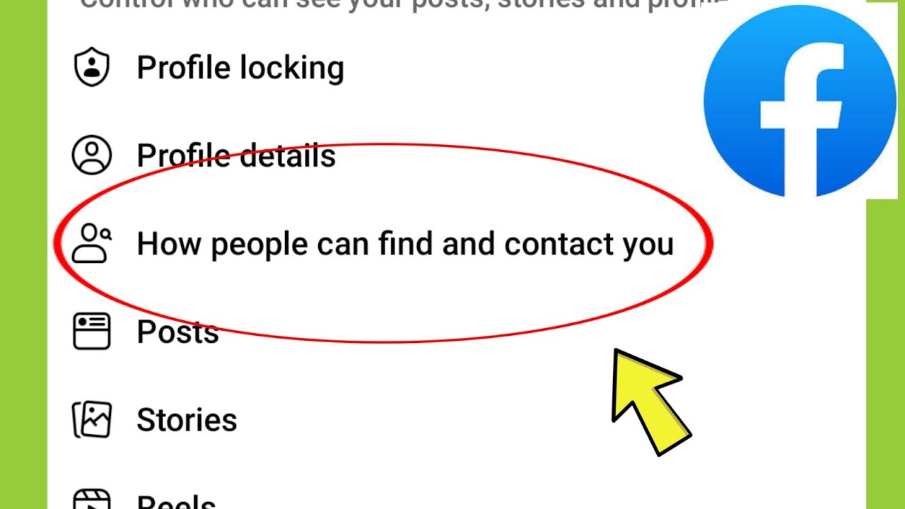Facebook How People Find & Contact You Settings