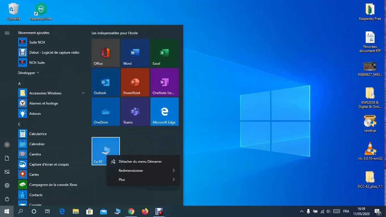 طريقة اظهار Windows 10 : Afficher les ic&ocirc;nes du Bureau (Ce PC, Corbeille, Panneau de configuration)
