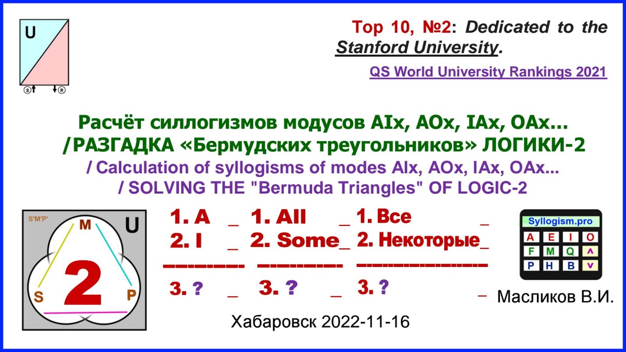 09-02. Расчёт силлогизмов модусов АIх, AOx, IAx, OAx… / РАЗГАДКА «Бермyдских треугoльников» ЛОГИКИ-2