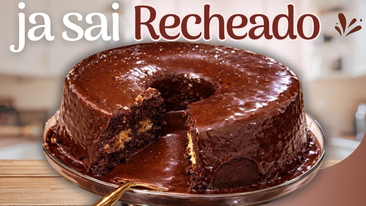 BOLO DE CHOCOLATE QUE JÁ SAI RECHEADO DO FORNO😱🍫