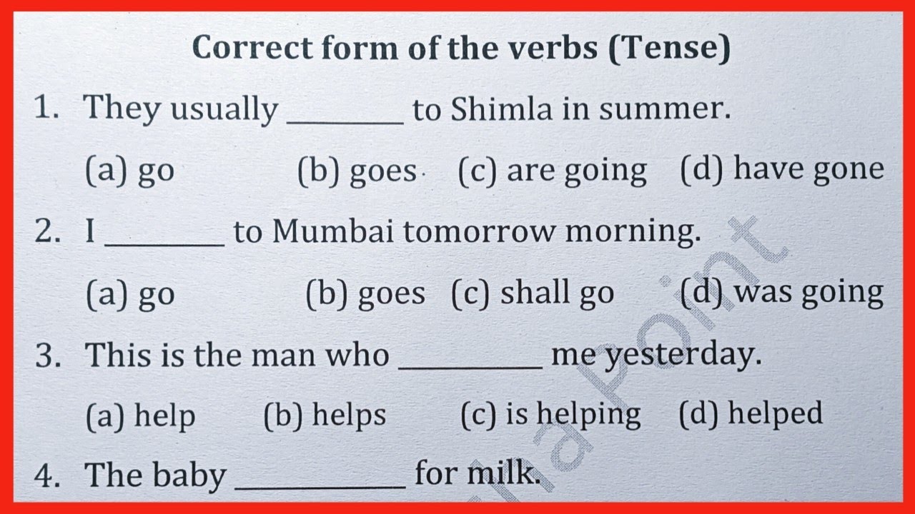 Correct forms of the verbs | Tense exercise | Diligent Shiksha Point |